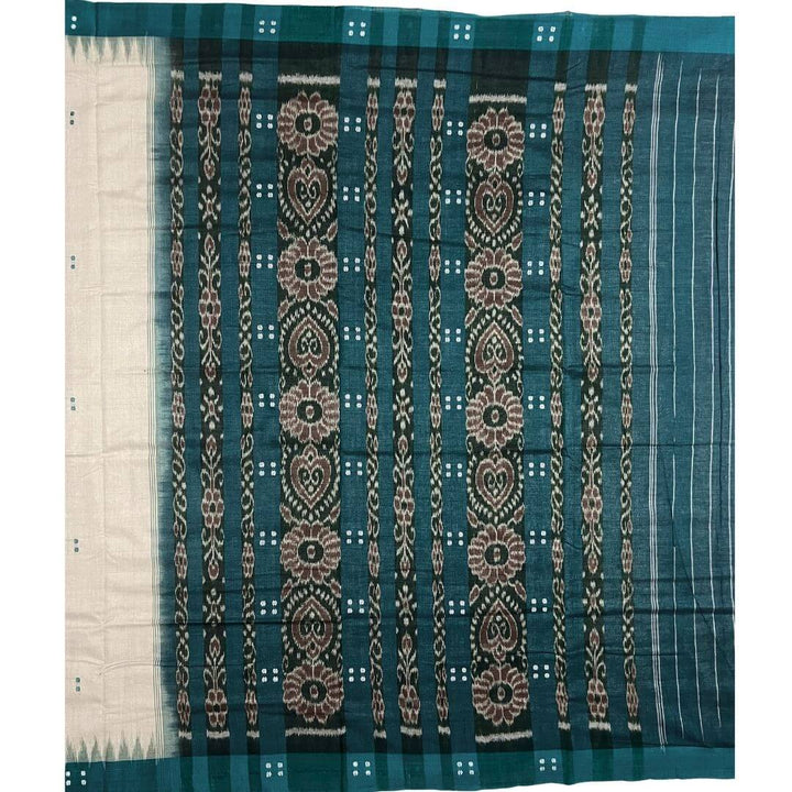 Handwoven Khadi Cotton | Sambalpuri Saree - Cloud Cream Colour - Taalapatra Vibes