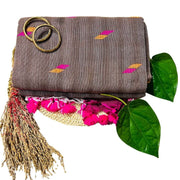 Handwoven Khadi Cotton | Sambalpuri Saree - Light Chocolate Colour