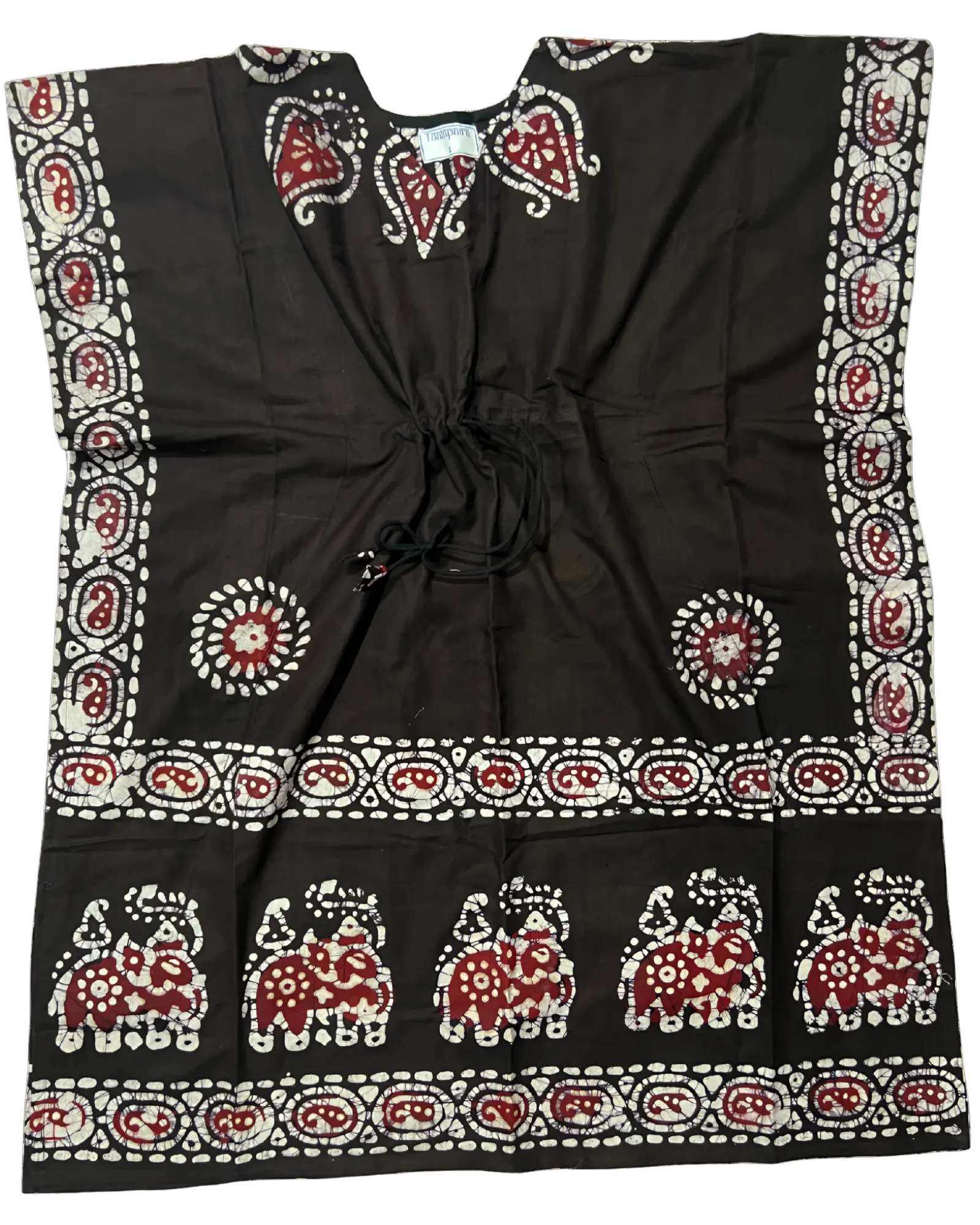 Coffee Brown Colour Handwoven Batik Print Khadi Kaftan Kurta