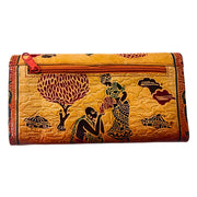 Leather Hand Purse | Village Design 6 - Beige & Brick Red