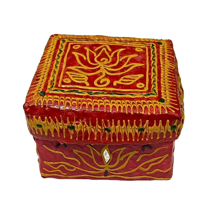 Lacquer with Bamboo Vanity Box - Medium (Red) - Taalapatra