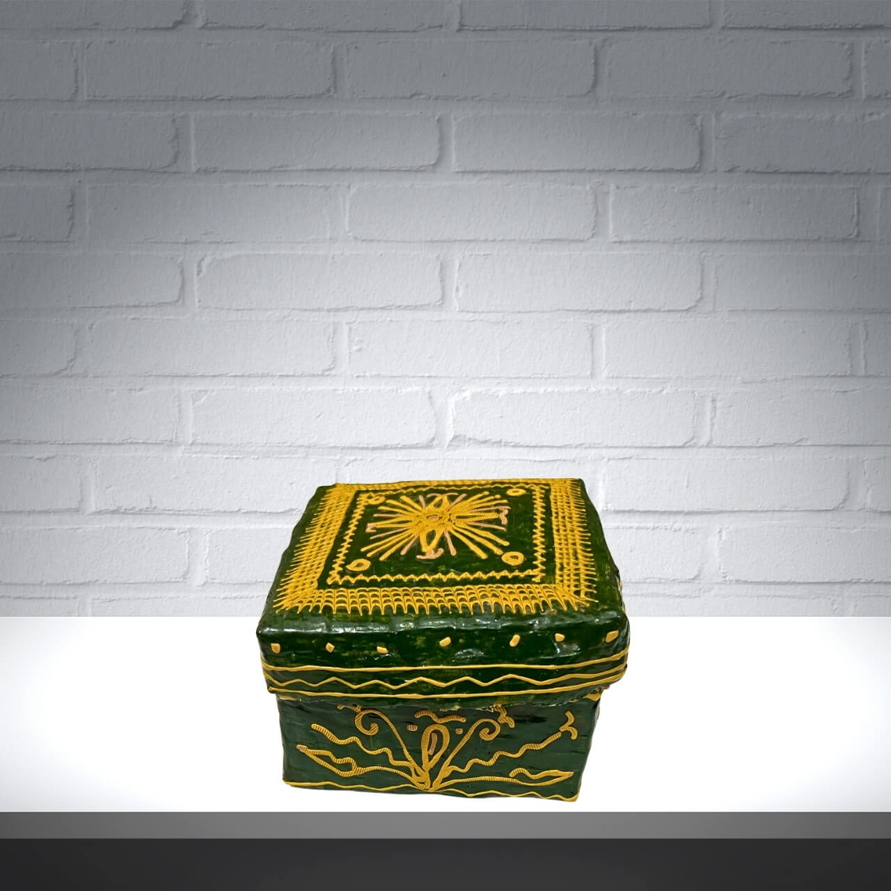 Lacquer with Bamboo Vanity Box - Medium (Green) - Taalapatra Vibes
