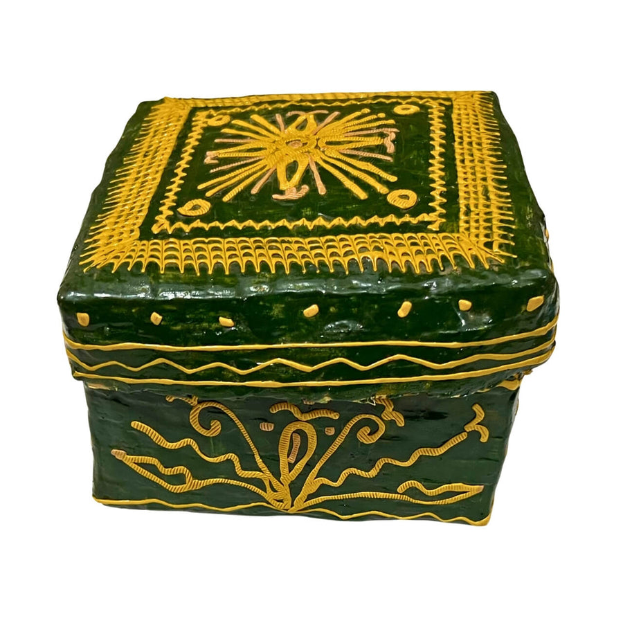 Lacquer with Bamboo Vanity Box - Medium (Green) - Taalapatra