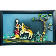 Lacquer Craft Wall Hanging | Woman with Deer - FRAMED - Taalapatra Vibes