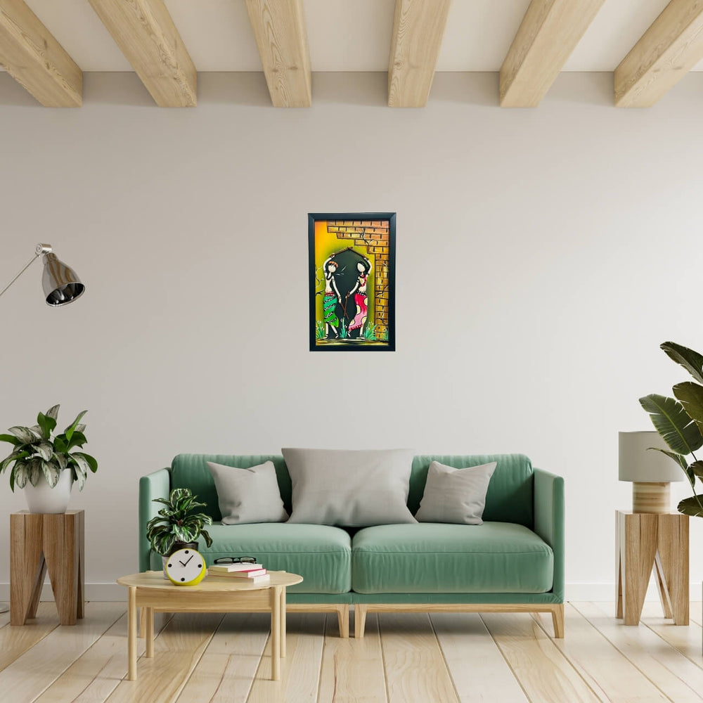Lacquer Craft Wall Hanging | Dancing Couple - FRAMED - Taalapatra