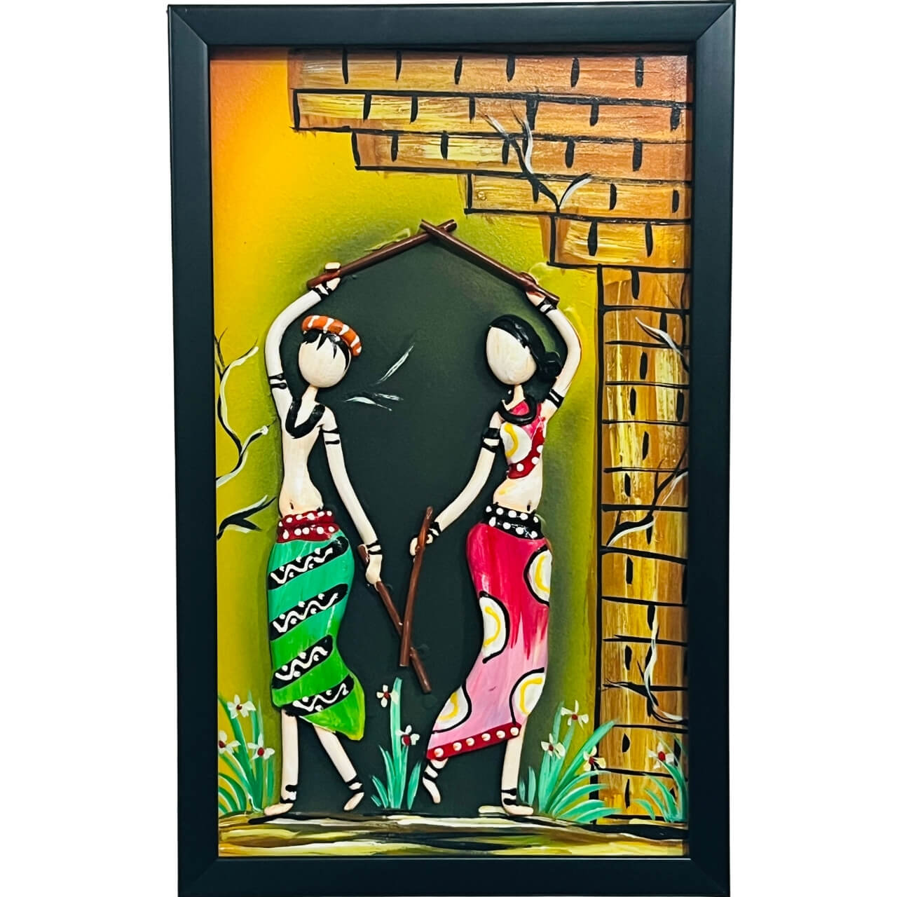 Lacquer Craft Wall Hanging | Dancing Couple - FRAMED - Taalapatra Vibes