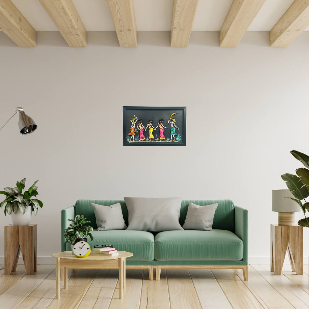 Lacquer Craft Wall Hanging | Women Dancing Together - FRAMED - Taalapatra