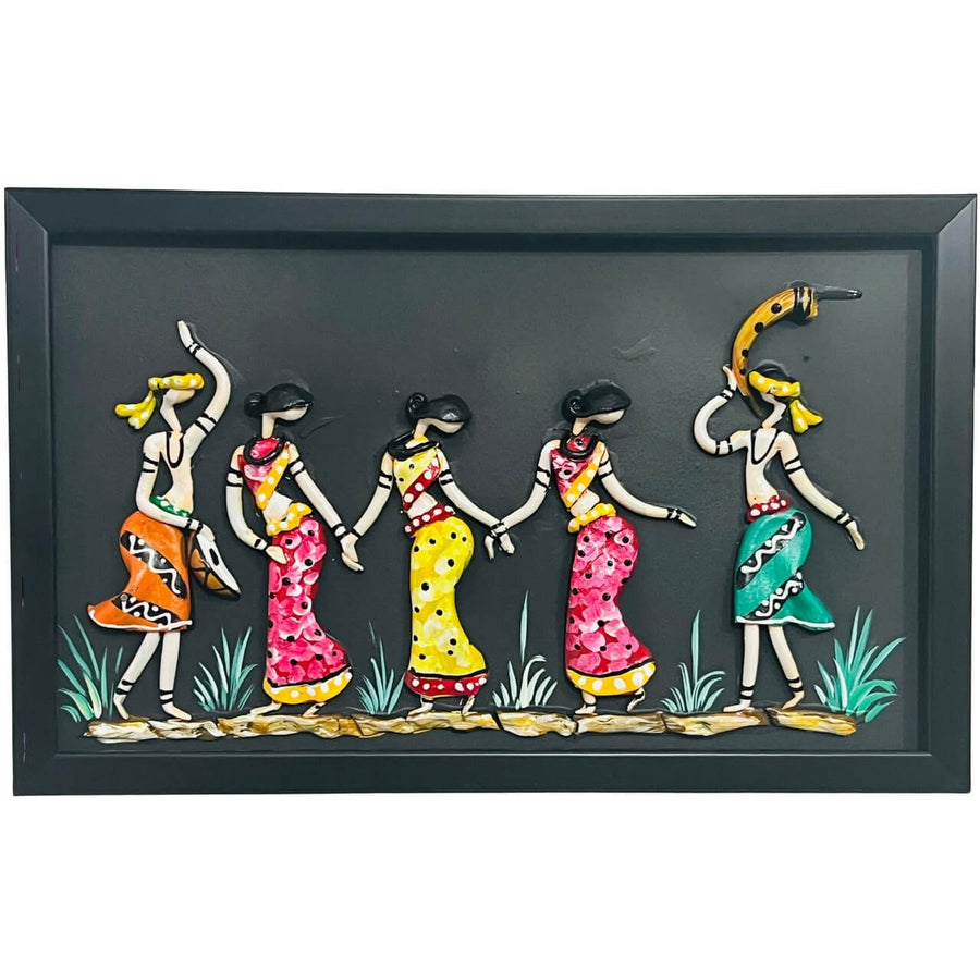 Lacquer Craft Wall Hanging | Women Dancing Together - FRAMED - Taalapatra