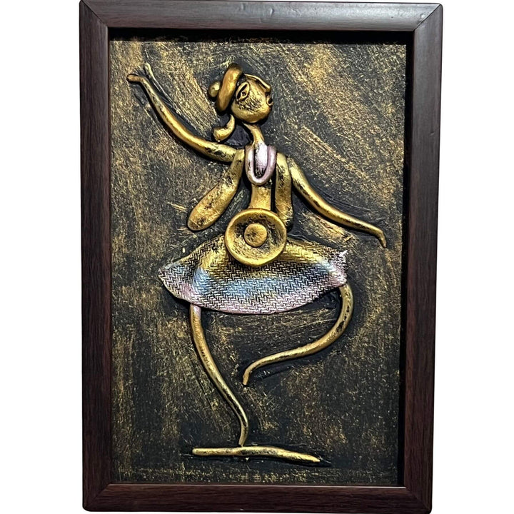 Lacquer Craft Wall Hanging | Metallic Dancing Tribal - FRAMED (Set of 2) - Taalapatra