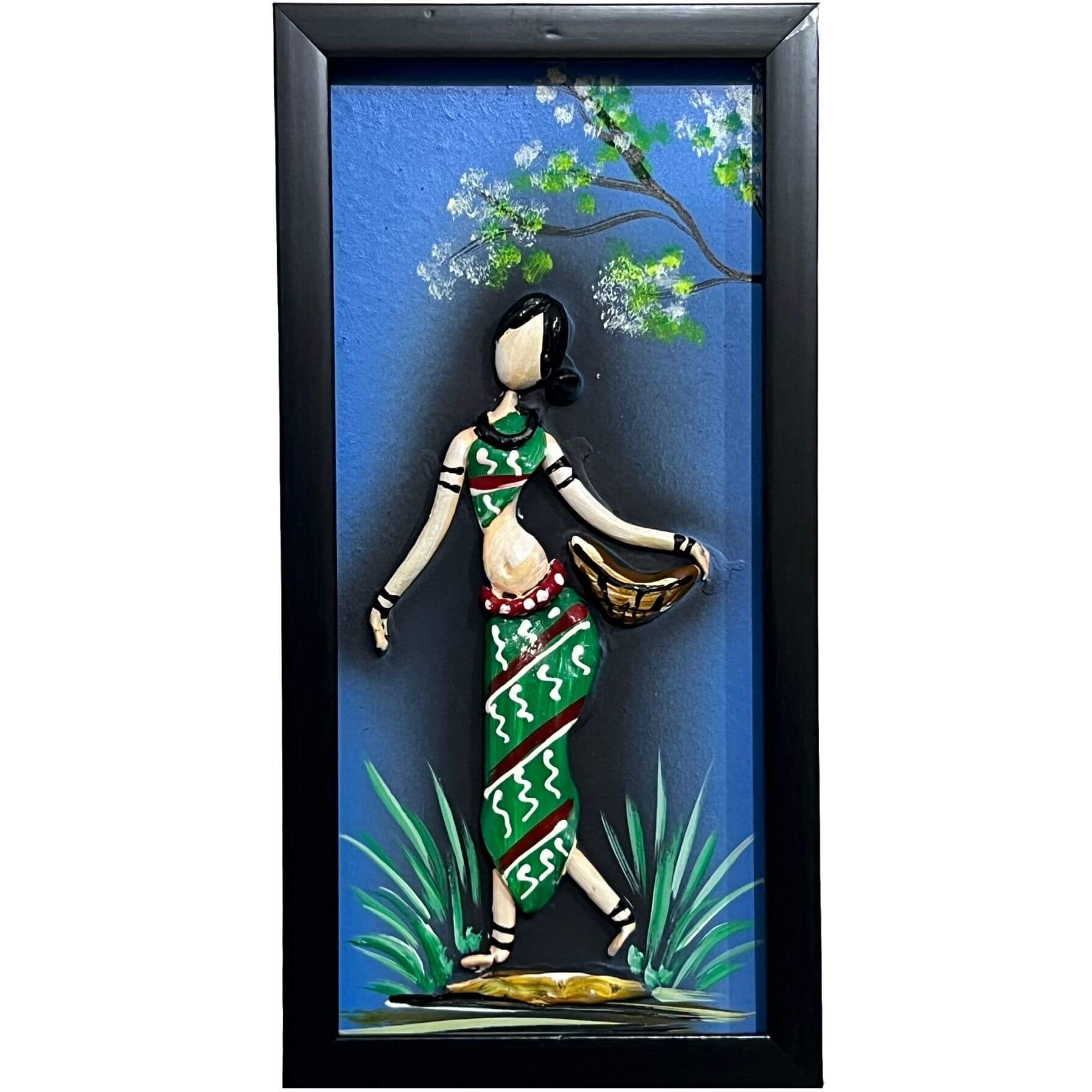 Lacquer Craft Wall Hanging | Tribal Folks - FRAMED (Set of 3) - Design A - Taalapatra Vibes