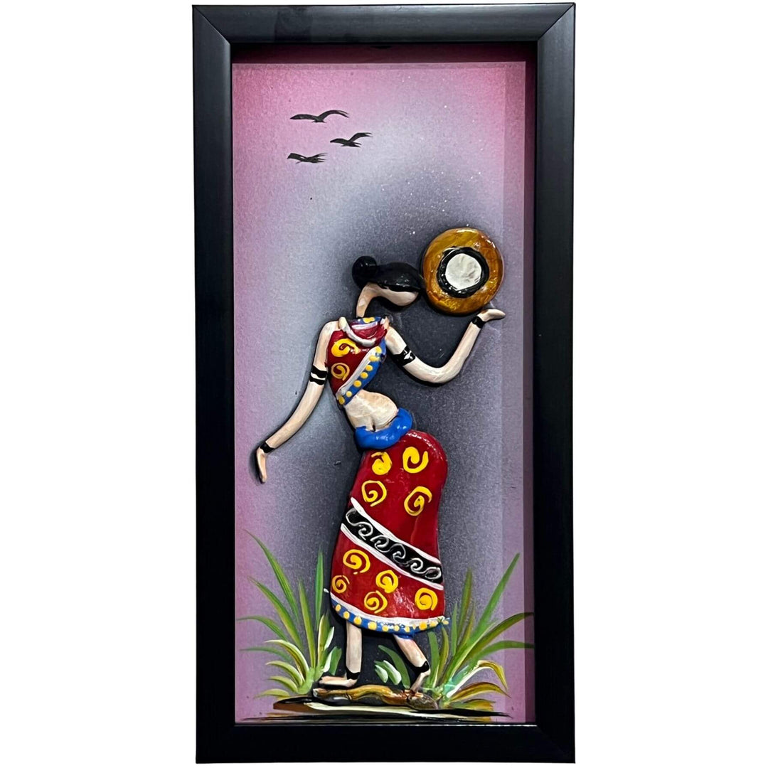 Lacquer Craft Wall Hanging | Tribal Folks - FRAMED (Set of 3) - Design B - Taalapatra