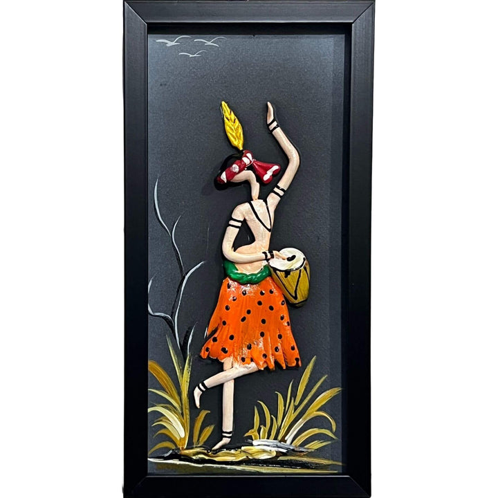 Lacquer Craft Wall Hanging | Tribal Folks - FRAMED (Set of 3) - Design B - Taalapatra