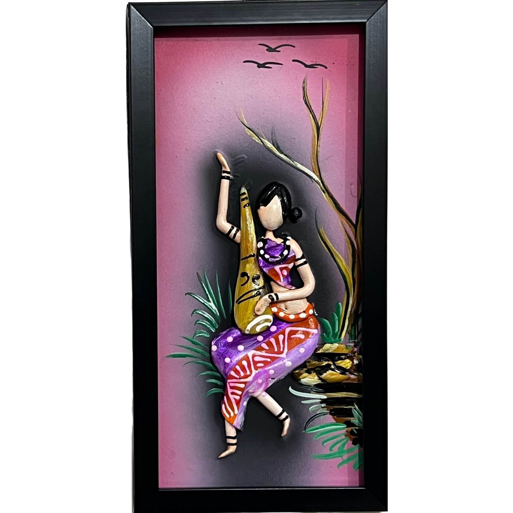 Lacquer Craft Wall Hanging | Tribal Folks - FRAMED (Set of 3) - Design C - Taalapatra Vibes