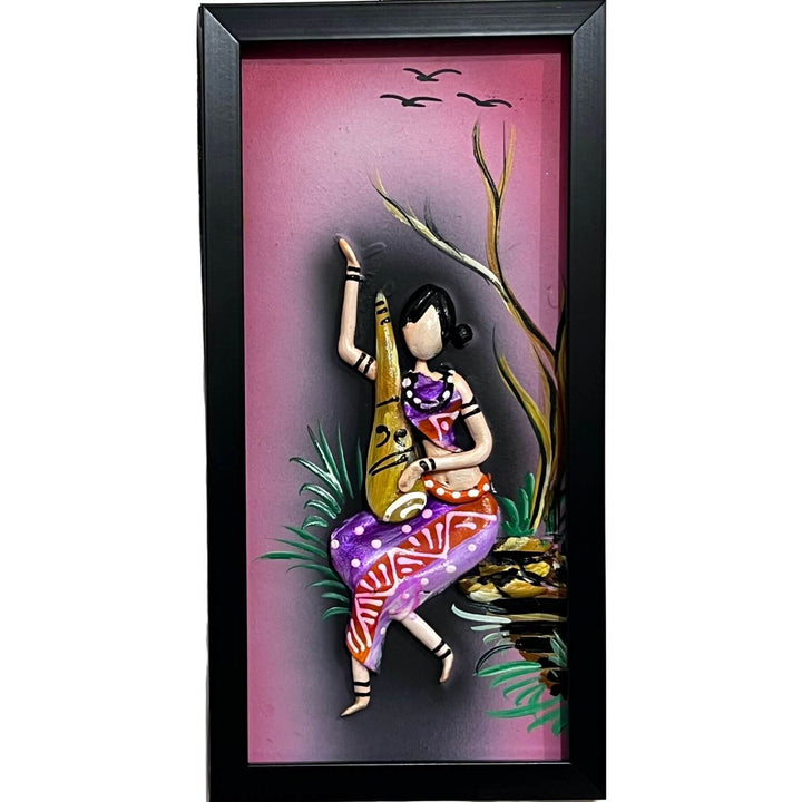 Lacquer Craft Wall Hanging | Tribal Folks - FRAMED (Set of 3) - Design C - Taalapatra