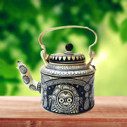 Hand Painted Pattachitra Art | Aluminium Kettle (Sri Jagannath, Black BG) - Taalapatra Vibes
