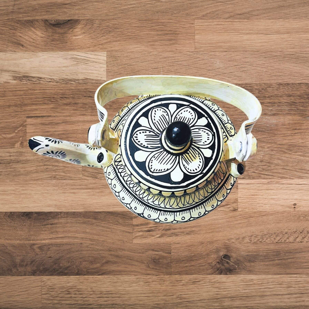 Hand Painted Pattachitra Art | Aluminium Kettle (Sri Jagannath, Black BG) - Taalapatra