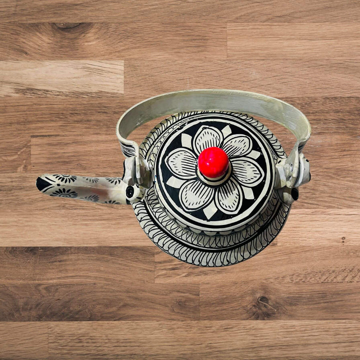 Hand Painted Pattachitra Art | Aluminium Kettle (Sri Jagannath, Red BG) - Taalapatra