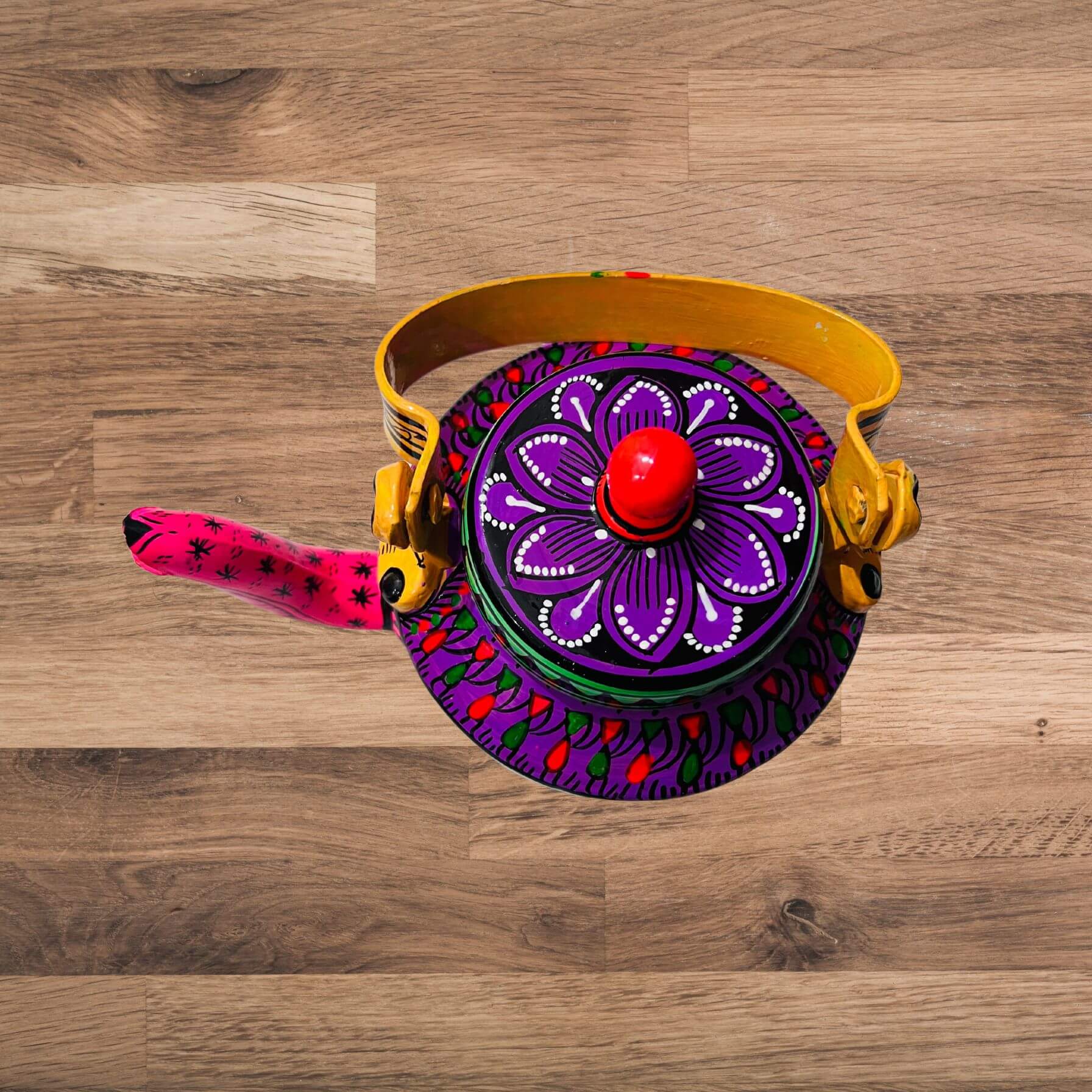 Hand Painted Pattachitra Art | Aluminium Kettle (Multicolour, Tribal) - Taalapatra Vibes