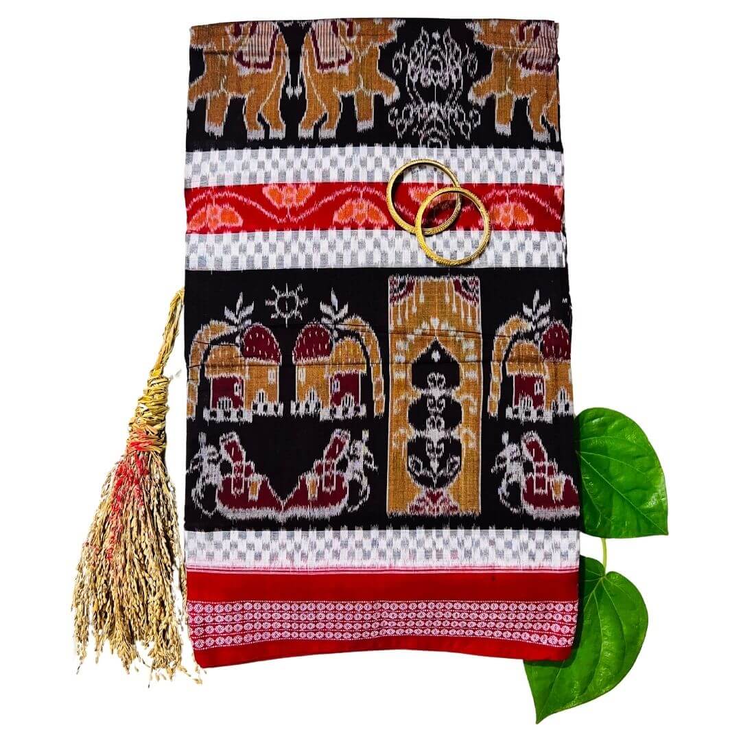 Handwoven Pure Cotton | Sambalpuri Saree - Dark Chocolate Colour