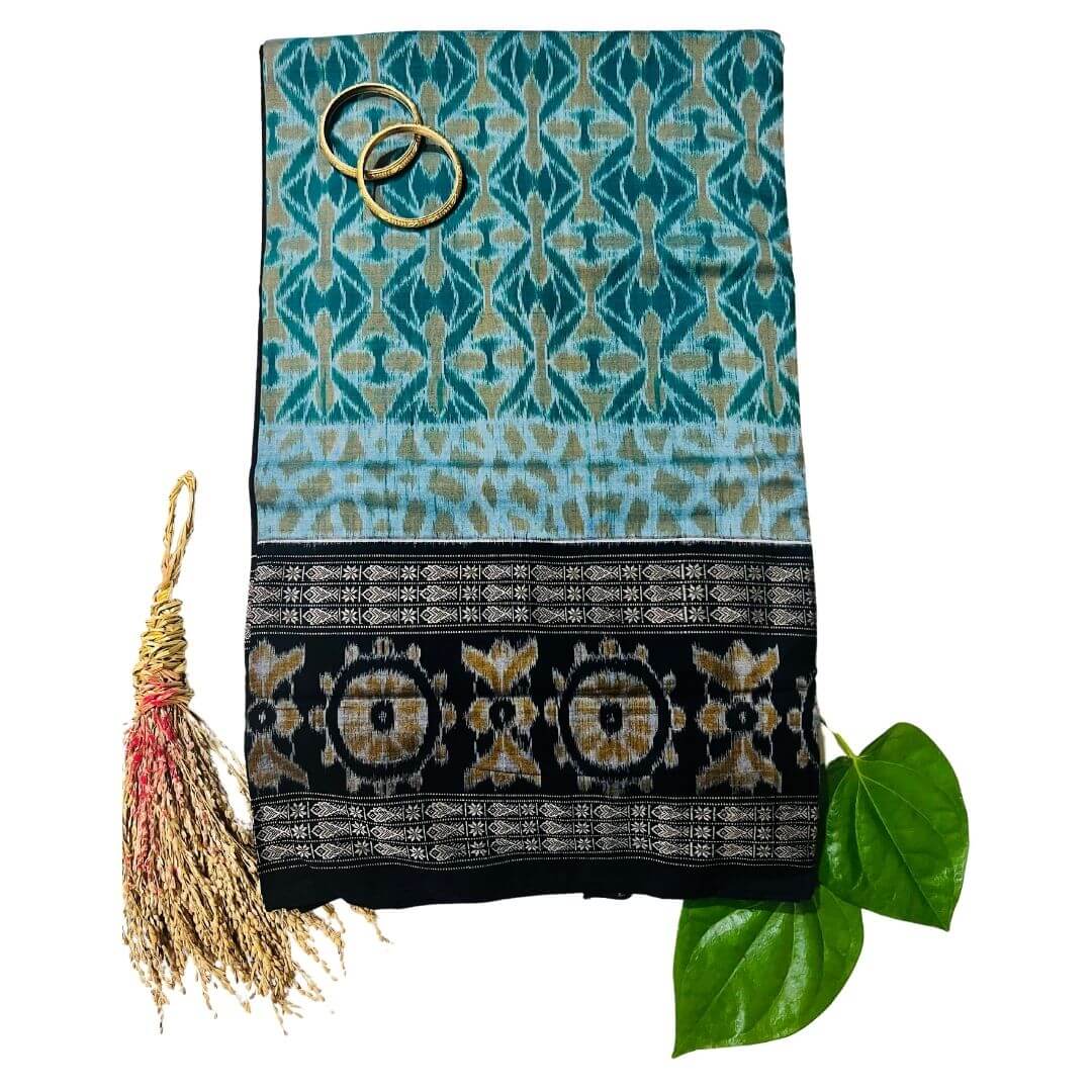 Handwoven Pure Cotton | Sambalpuri Saree - Light Green Colour - Taalapatra Vibes
