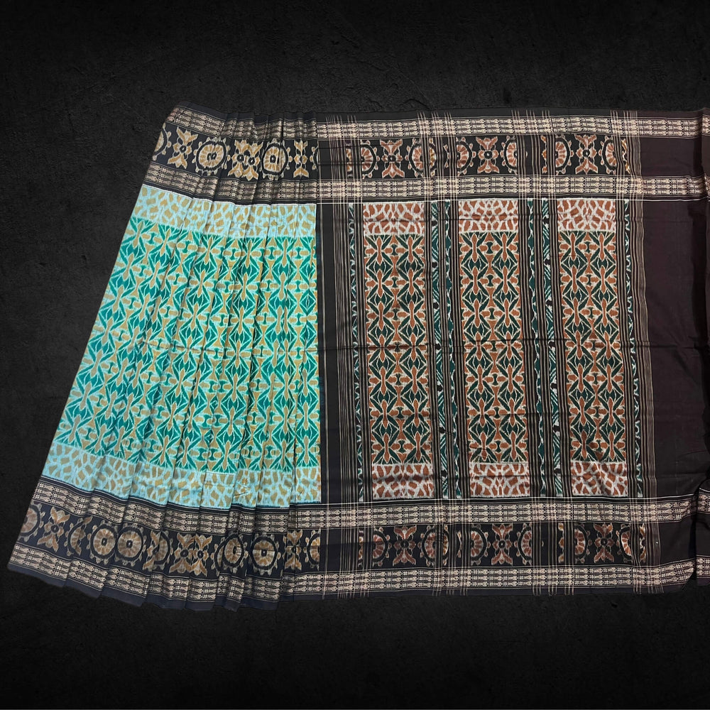 Handwoven Pure Cotton | Sambalpuri Saree - Light Green Colour - Taalapatra