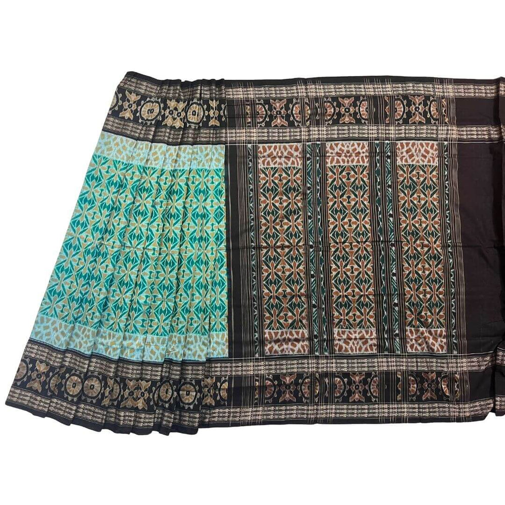 Handwoven Pure Cotton | Sambalpuri Saree - Light Green Colour - Taalapatra Vibes