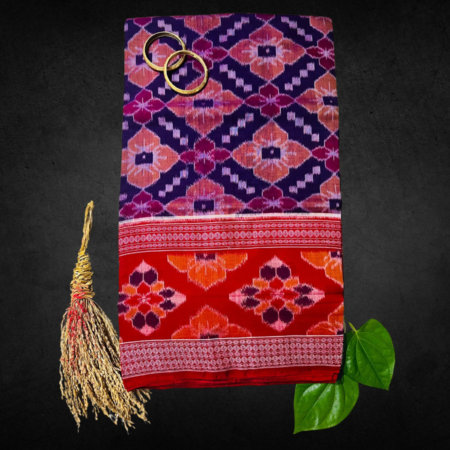 Handwoven Pure Cotton | Sambalpuri Saree - Multi Colour - Taalapatra