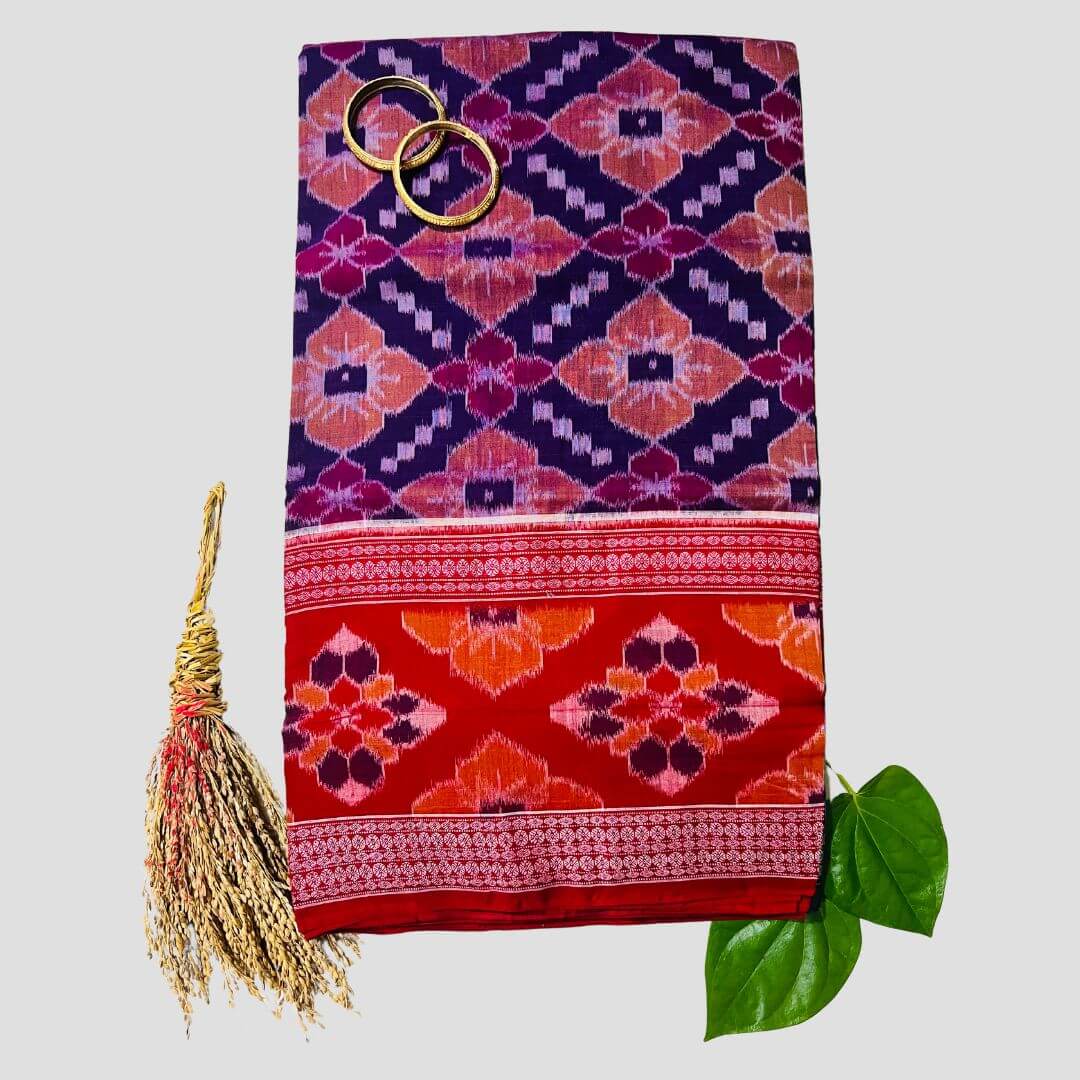 Handwoven Pure Cotton | Sambalpuri Saree - Multi Colour - Taalapatra