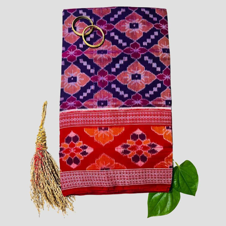 Handwoven Pure Cotton | Sambalpuri Saree - Multi Colour - Taalapatra