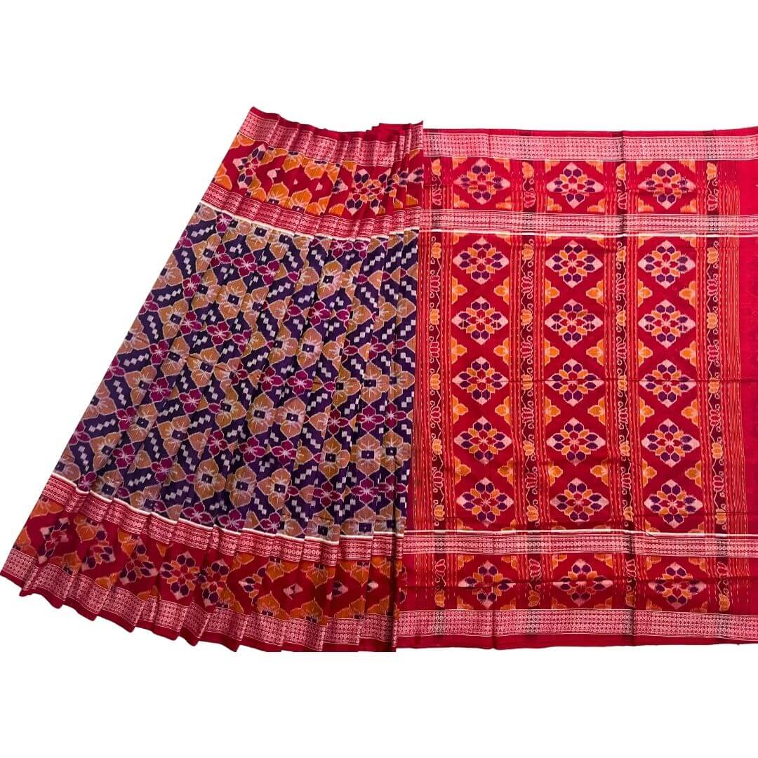 Handwoven Pure Cotton | Sambalpuri Saree - Multi Colour - Taalapatra Vibes