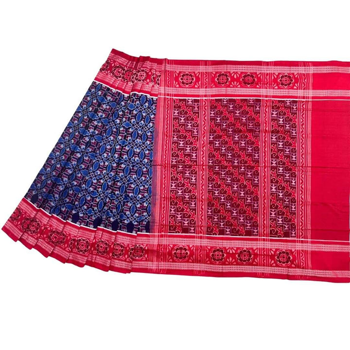 Handwoven Pure Cotton | Sambalpuri Saree - Blue Colour - Taalapatra Vibes