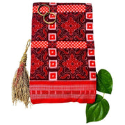 Handwoven Pure Cotton | Sambalpuri Saree - Maroon Orange Mix Colour - Taalapatra Vibes