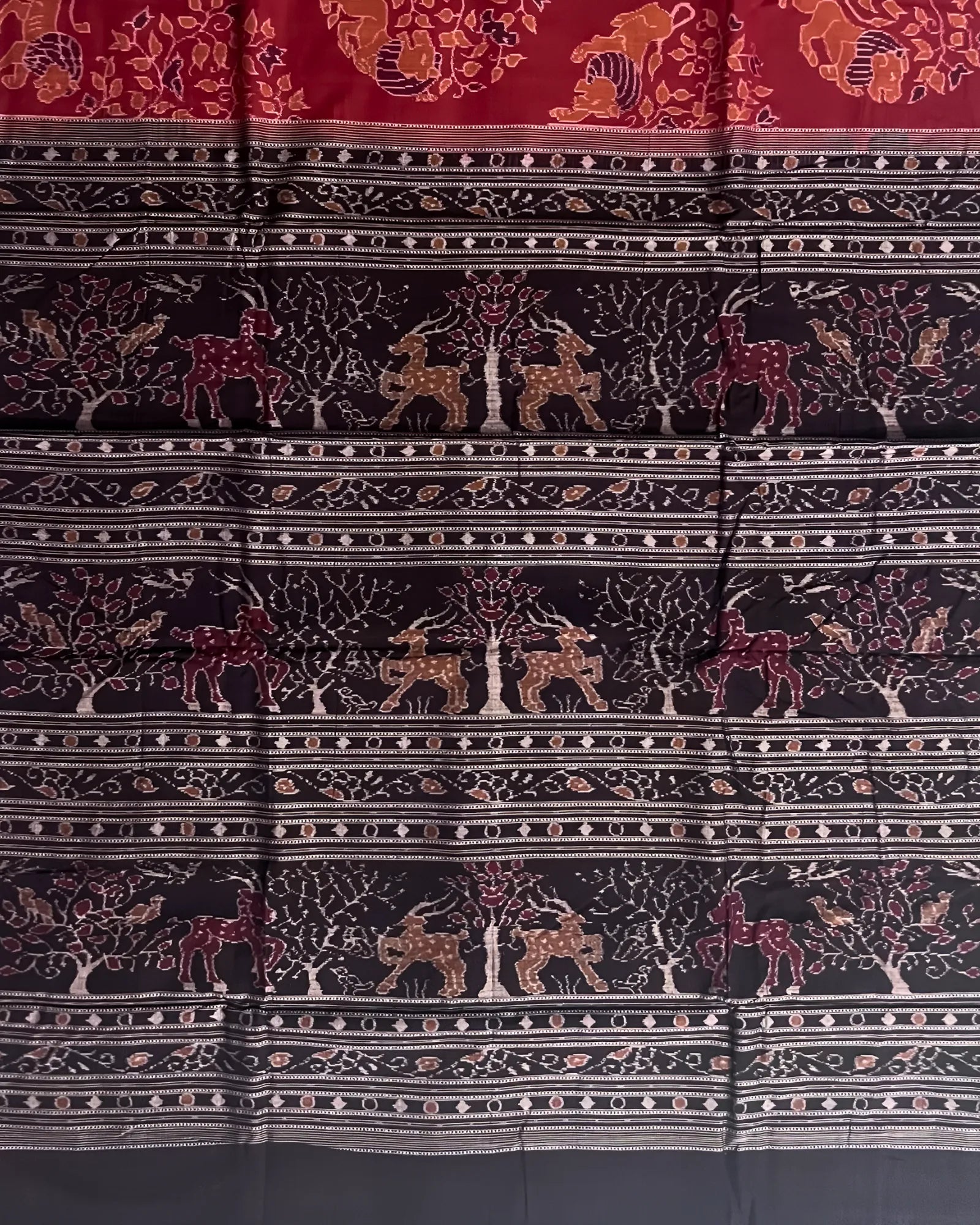 Handwoven Pure Cotton | Sambalpuri Saree - Dark Red Colour