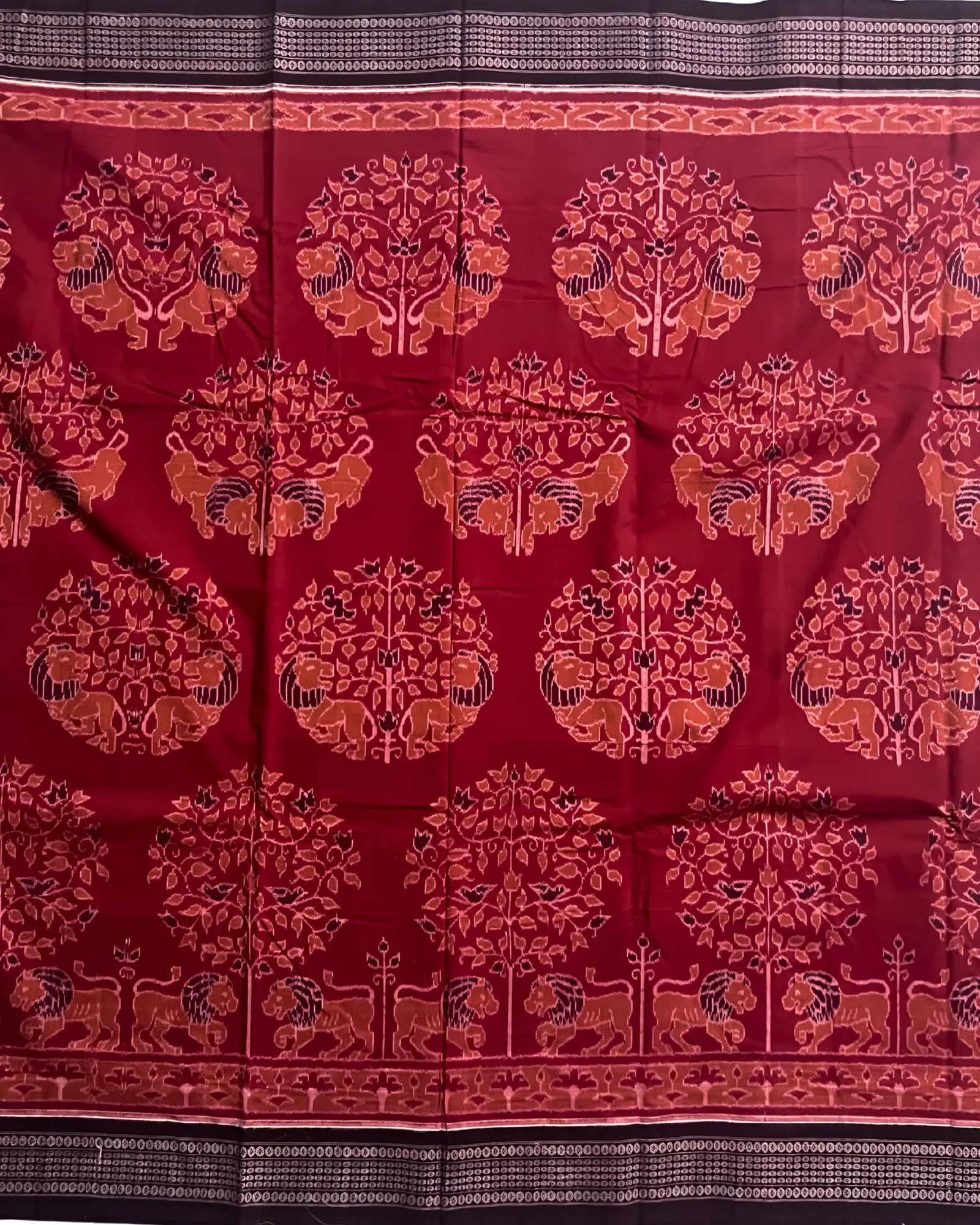 Handwoven Pure Cotton | Sambalpuri Saree - Dark Red Colour