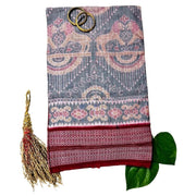 Handwoven Pure Cotton | Sambalpuri Saree - Light Grey Mix Colour - Taalapatra Vibes