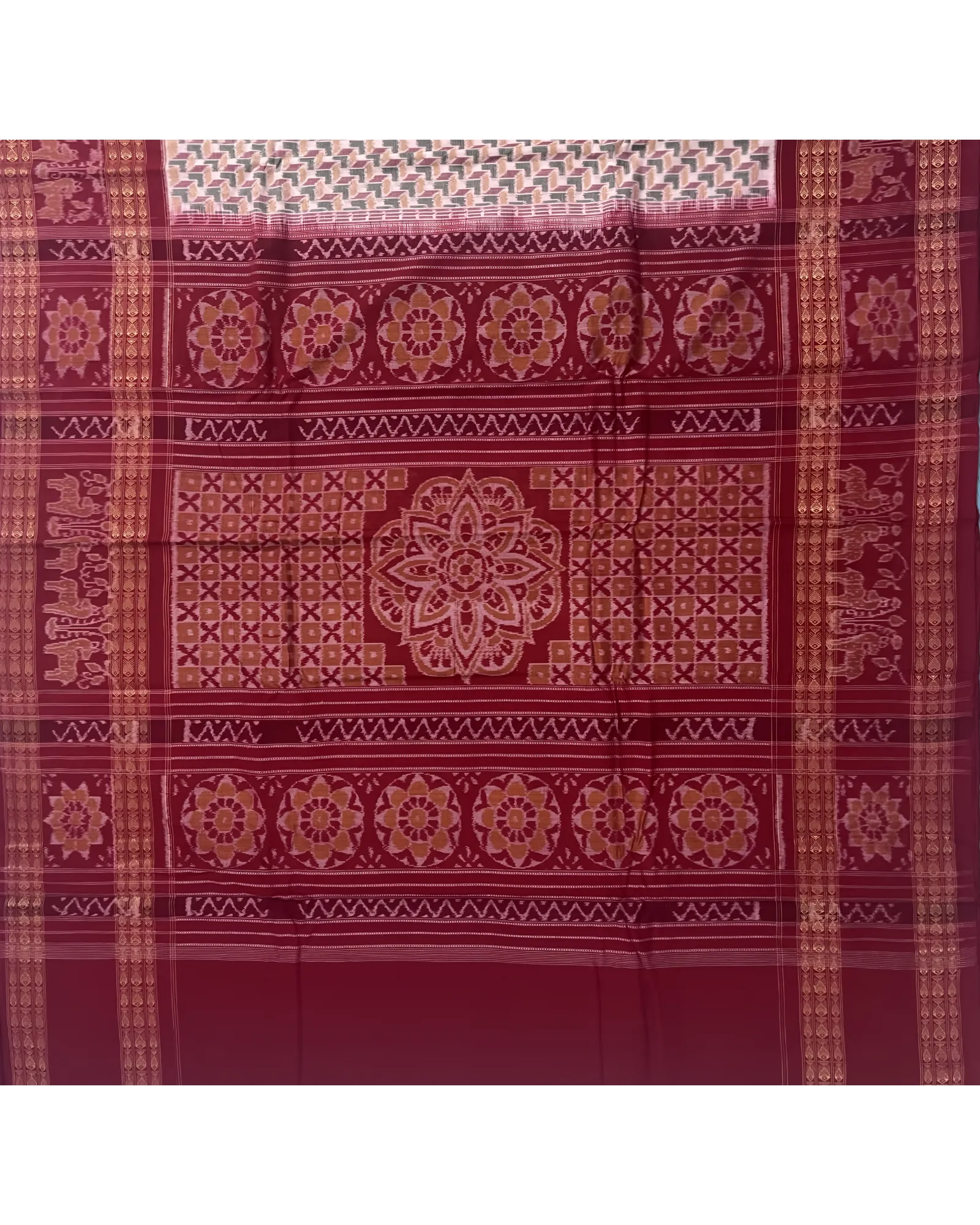 Handwoven Pure Cotton | Sambalpuri Saree - Deep Blue Mix Colour