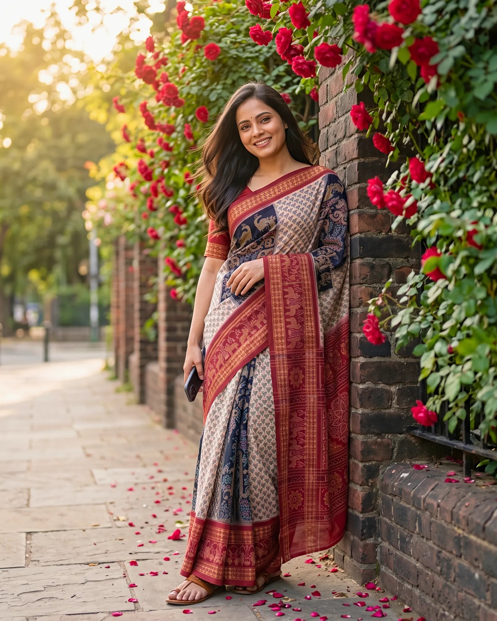 Handwoven Pure Cotton | Sambalpuri Saree - Deep Blue Mix Colour