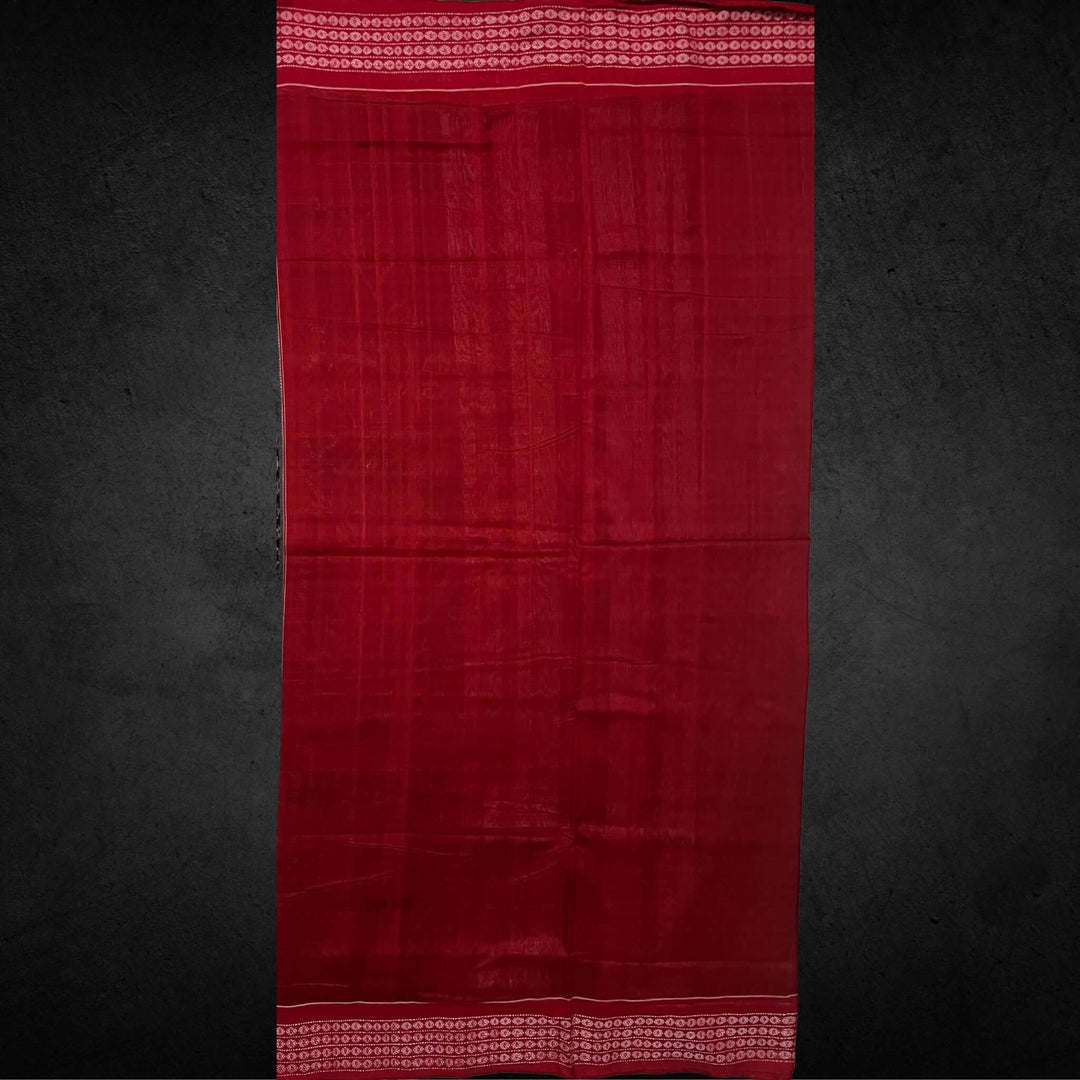 Handwoven Pure Cotton | Sambalpuri Saree - Grey and Dark Chocolate Colour - Taalapatra