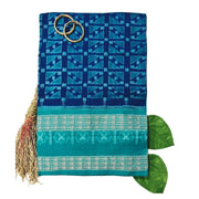 Handwoven Pure Cotton | Sambalpuri Saree - Indigo Blue Colour - Taalapatra Vibes
