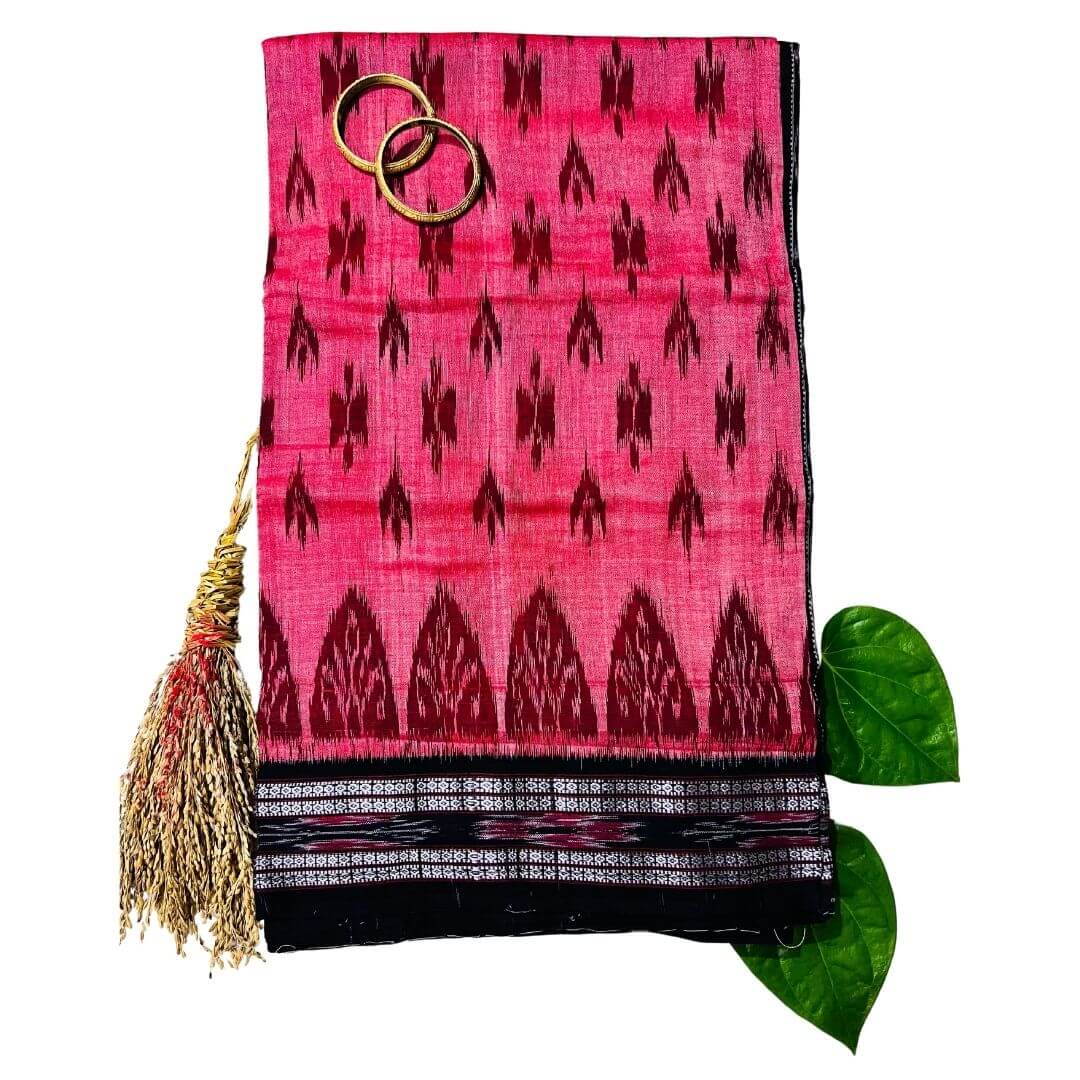 Handwoven Pure Cotton | Sambalpuri Saree - Pink Colour