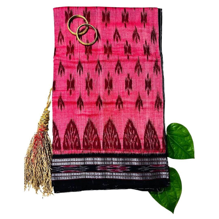 Handwoven Pure Cotton | Sambalpuri Saree - Pink Colour