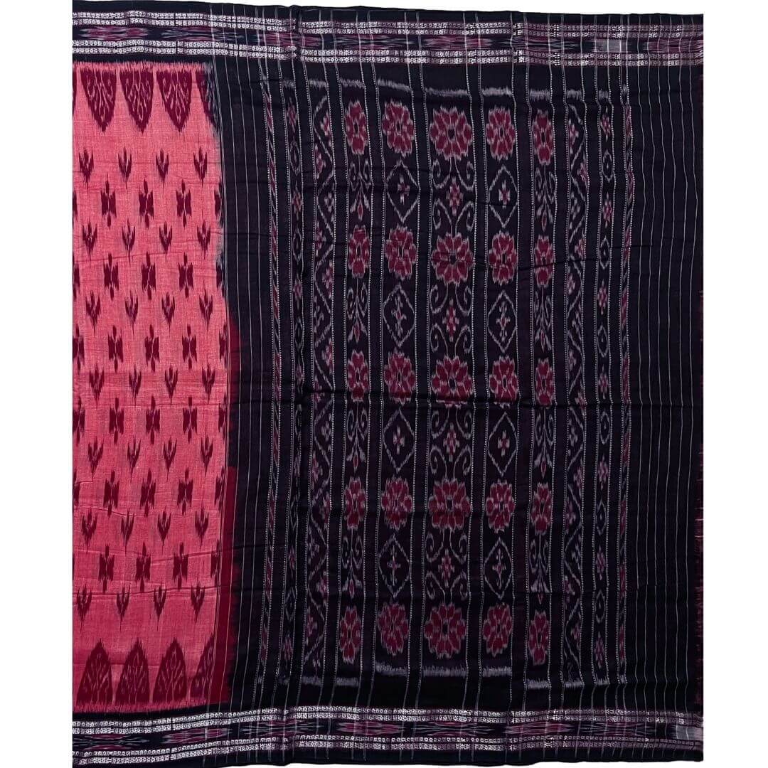 Handwoven Pure Cotton | Sambalpuri Saree - Pink Colour