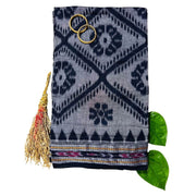 Handwoven Pure Cotton | Sambalpuri Saree - Grey Colour - Taalapatra Vibes