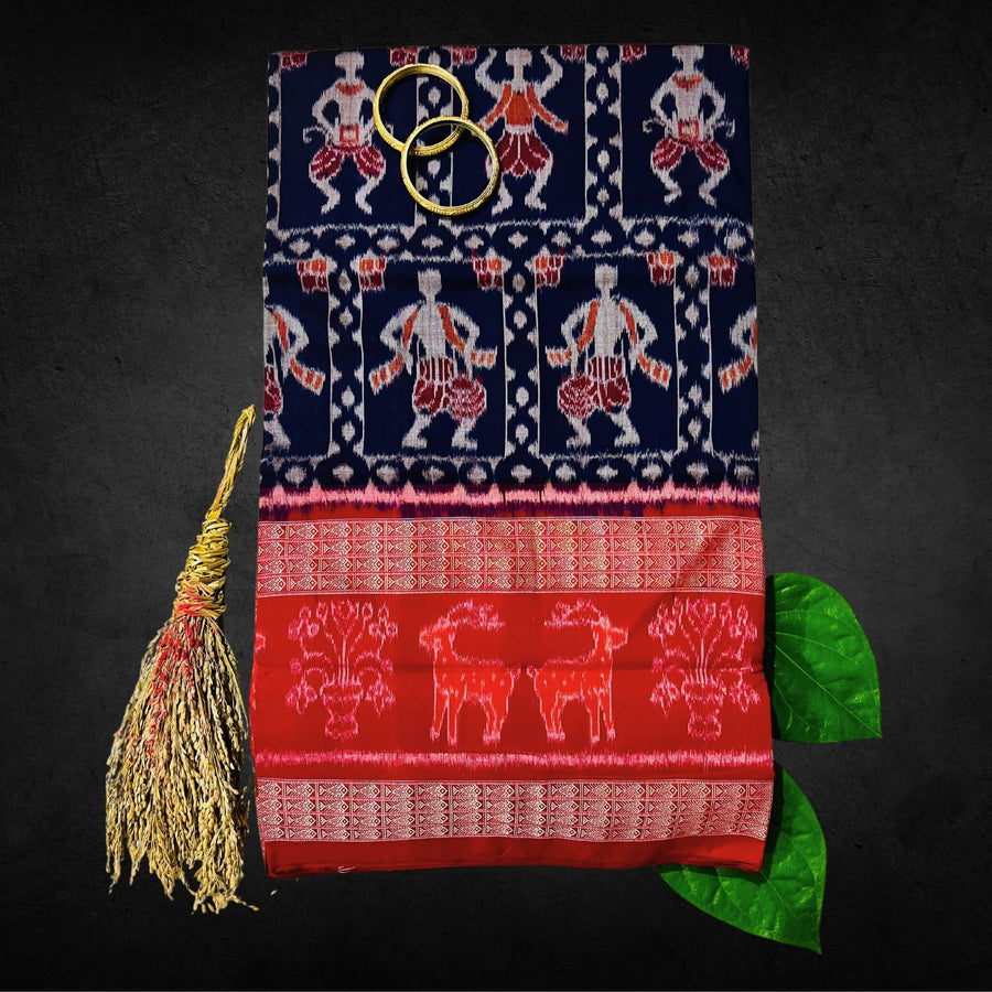 Handwoven Pure Cotton | Sambalpuri Saree - Violet Colour - Taalapatra