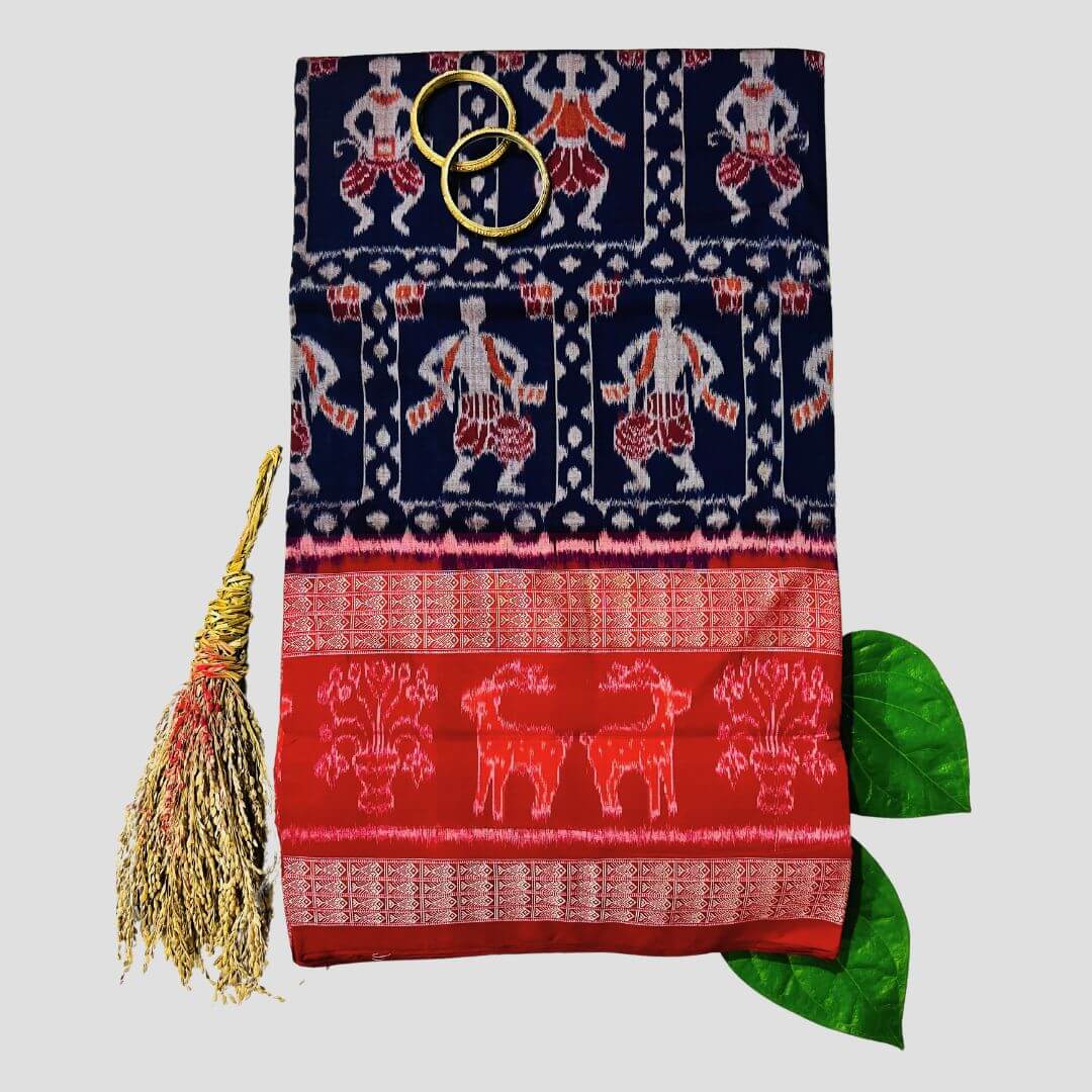 Handwoven Pure Cotton | Sambalpuri Saree - Violet Colour - Taalapatra