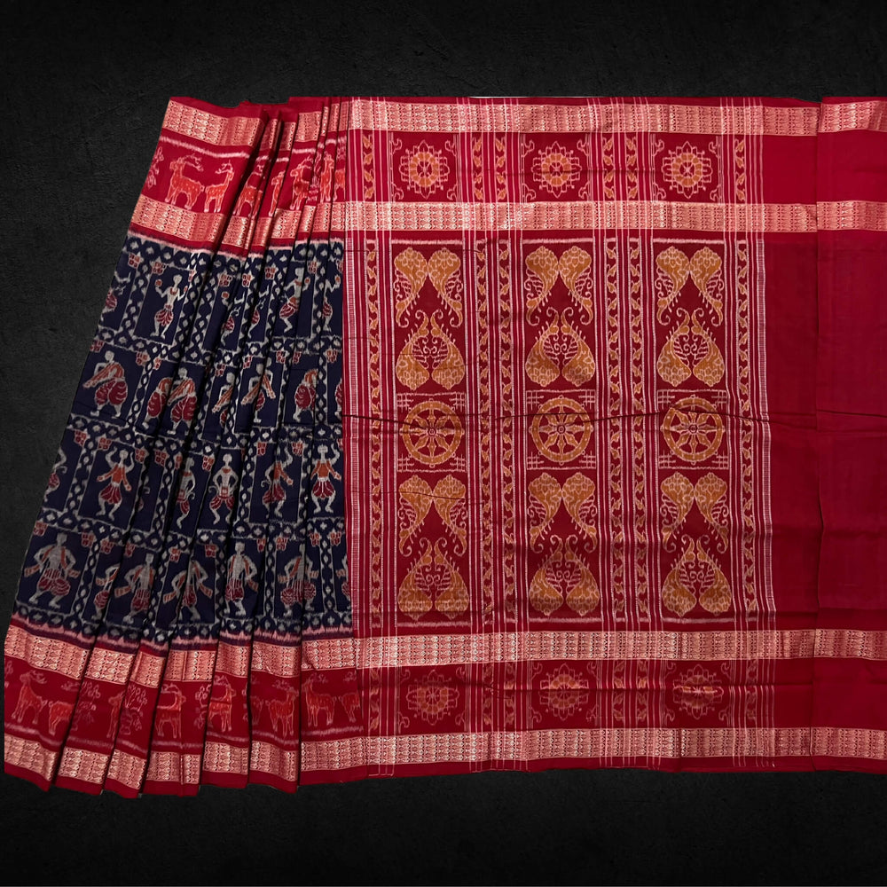 Handwoven Pure Cotton | Sambalpuri Saree - Violet Colour - Taalapatra