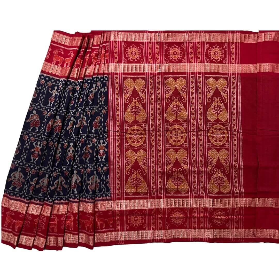 Handwoven Pure Cotton | Sambalpuri Saree - Violet Colour - Taalapatra Vibes