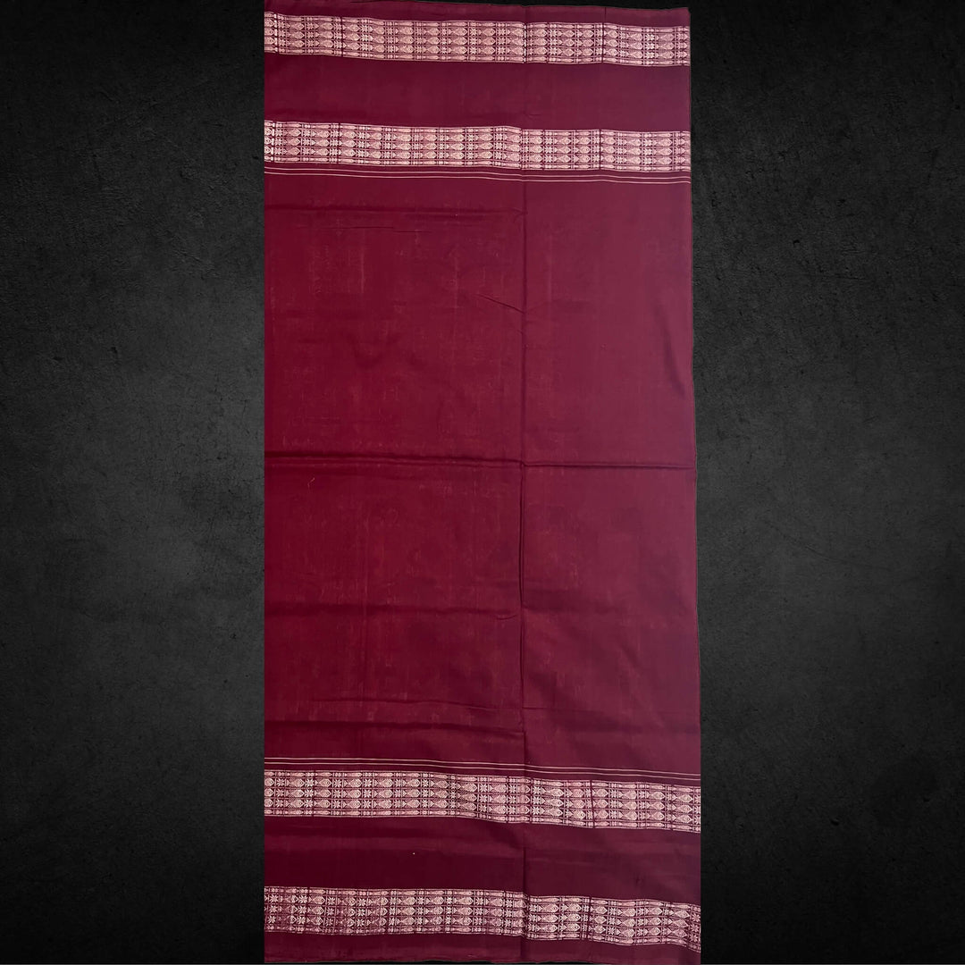 Handwoven Pure Cotton | Sambalpuri Saree - Brick Red Colour - Taalapatra