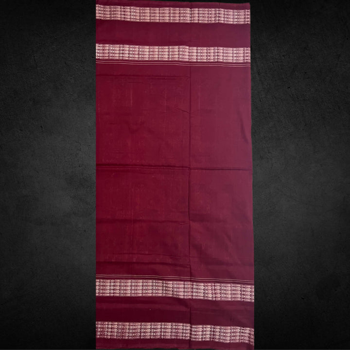Handwoven Pure Cotton | Sambalpuri Saree - Brick Red Colour - Taalapatra