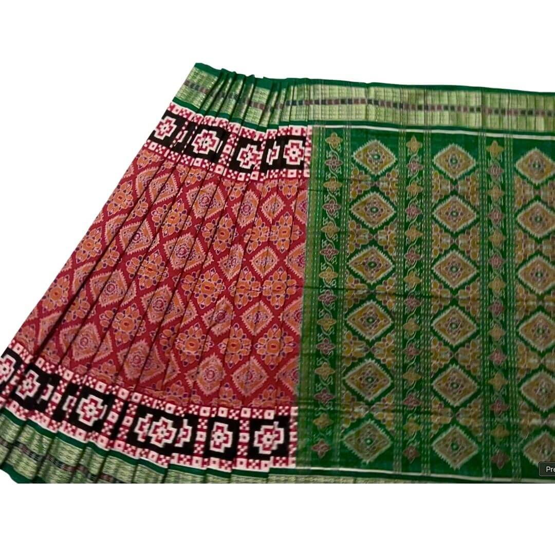 Handwoven Pure Cotton | Sambalpuri Saree - Red Colour - Taalapatra Vibes